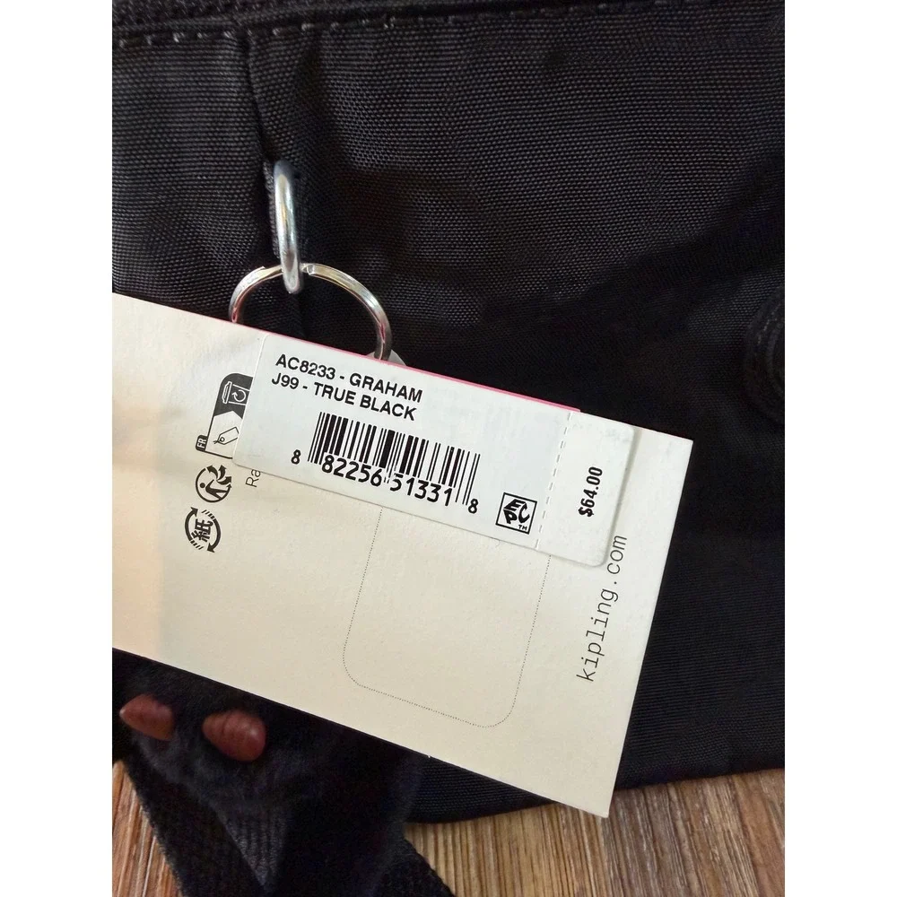 Kipling Graham Insulated Lunch Bag True Black AC8233 Crossbody Strap NWT